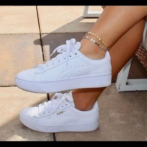White puma platform shoes